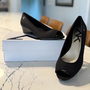 Anne Klein Sport Camrynne Peep-Toe Wedge | 60301137-7AC | Women’s Size 8.5 Black